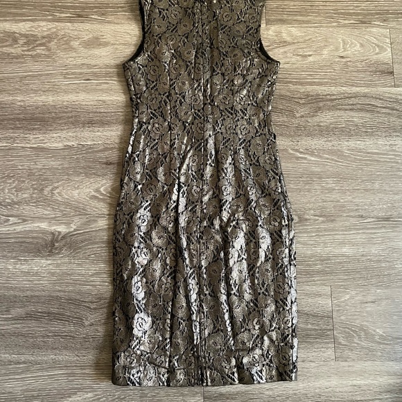 NWT White House Black Market gold/black lace dress - Picture 5 of 7